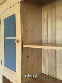 Large Natural Solid Oak Dresser Glazed Display Cabinet + 3 Drawers + 3 Door Base