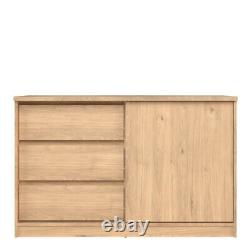 Large Oak Finish Wooden Industrial Storage Unit Cabinet Sliding Door And Drawers