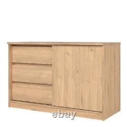 Large Oak Finish Wooden Industrial Storage Unit Cabinet Sliding Door And Drawers