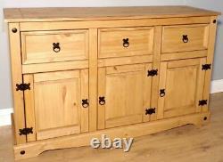 Large Oak Sideboard Solid Wood Light Oak 3 Door Storage Cupboard / Harvard