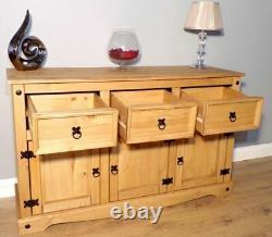 Large Oak Sideboard Solid Wood Light Oak 3 Door Storage Cupboard / Harvard