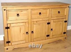 Large Oak Sideboard Solid Wood Light Oak 3 Door Storage Cupboard / Harvard Home