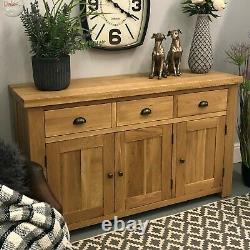 Large Oak Sideboard Storage Solid Wood Cupboard / Sawn / Cabinet Brighton