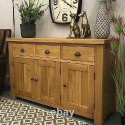 Large Oak Sideboard Storage Solid Wood Cupboard / Sawn / Cabinet Brighton