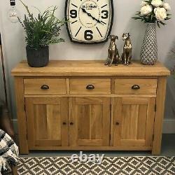 Large Oak Sideboard Storage Solid Wood Cupboard / Sawn / Cabinet Brighton