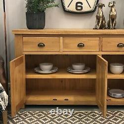 Large Oak Sideboard Storage Solid Wood Cupboard / Sawn / Cabinet Brighton