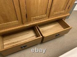 Large Oak Wardrobe 3 Door, 2 Drawers, Clothes Rail. Very Solid, Heavy