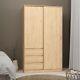Large Oak Wood Bedroom Wardrobe With Sliding Door Hanging Clothes Rail Drawers