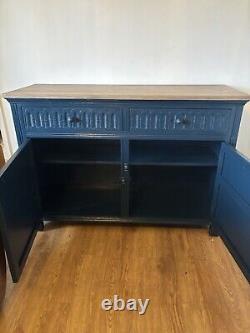 Large Old Charm Sideboard Buffet Cupboard Painted Little Greene Basalt Gold