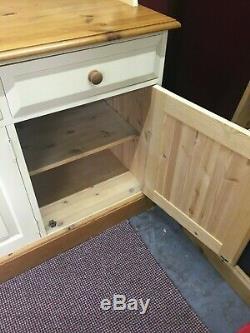 Large Painted Pale Yellow Pine Kitchen Dresser 5 drawers / 5 Cupboard doors