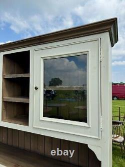 Large Painted Pine Welsh Dresser with Glass Doors 12 Drawers