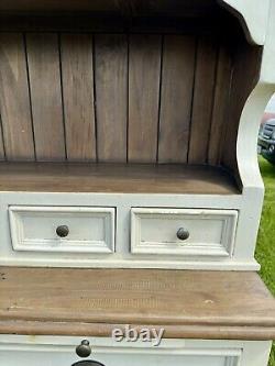 Large Painted Pine Welsh Dresser with Glass Doors 12 Drawers