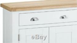 Large Painted Sideboard In White, With Solid Oak Top, 4 Door / 2 Drawer