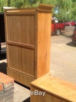 Large Pine Double Door Wardrobe With low Drawers
