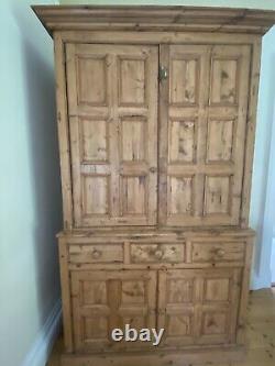 Large Pine Larder Pantry Cupboard Farmhouse 3 Drawers 4 Deep Shelves 220 X 140