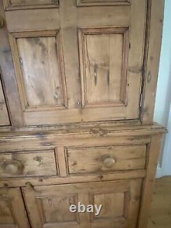 Large Pine Larder Pantry Cupboard Farmhouse 3 Drawers 4 Deep Shelves 220 X 140