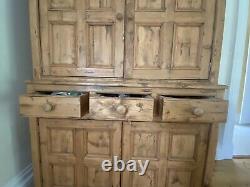 Large Pine Larder Pantry Cupboard Farmhouse 3 Drawers 4 Deep Shelves 220 X 140