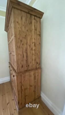 Large Pine Larder Pantry Cupboard Farmhouse 3 Drawers 4 Deep Shelves 220 X 140