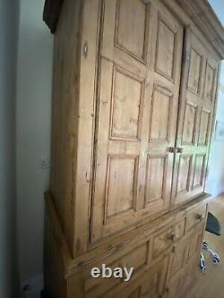 Large Pine Larder Pantry Cupboard Farmhouse 3 Drawers 4 Deep Shelves 220 X 140