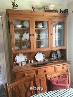Large Pine Welsh dresser good condition three drawers glass doors for display