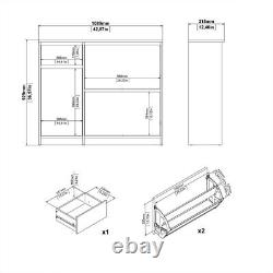 Large Rectangular Matt Black Shoe Storage Cabinet Unit Tilting Doors Drawers