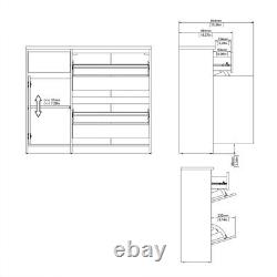 Large Rectangular Matt Black Shoe Storage Cabinet Unit Tilting Doors Drawers