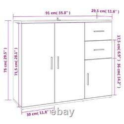 Large Rectangular Wooden Home Sideboard Storage Cabinet Unit 3 Doors 2 Drawers