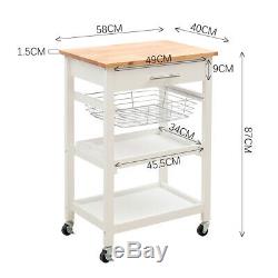 Large Rolling Kitchen Trolley Wood Cart Islands Storage Cabinet WithShelves/Drawer