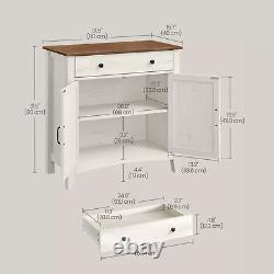 Large Rustic Farmhouse White and Brown Storage Cabinet Console Table TV Stand