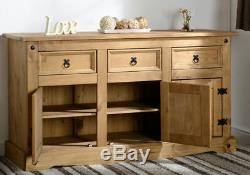 Large Rustic Sideboard Antique Solid Wood Cabinet Unit Drawers Cupboards Doors