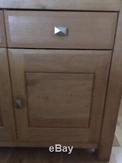 Large Rustic Solid Oak Sideboard With 4 Drawers And Panelled Doors