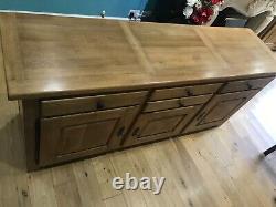 Large Rustic Solid Vintage Oak Haberdashery Chest Drawers Sideboard Cabinet