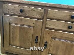 Large Rustic Solid Vintage Oak Haberdashery Chest Drawers Sideboard Cabinet