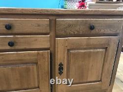 Large Rustic Solid Vintage Oak Haberdashery Chest Drawers Sideboard Cabinet