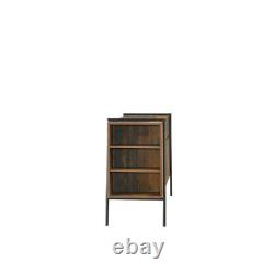Large Sideboard 2 Doors 2 Drawers Rustic Oak Open Shelf Storage Living Furniture