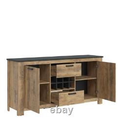 Large Sideboard 2 Doors, 2 Drawers, Wine Rack, Modern Storage Cabinet