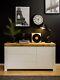 Large Sideboard Cabinet 3 Drawer Unit Soft Close White Gloss Oak Effect Holten