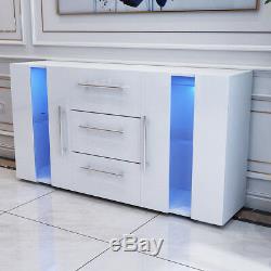 Large Sideboard Cabinet High Gloss Front Chest of 3 Drawer 2 Door Cupboard White