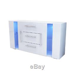 Large Sideboard Cabinet High Gloss Front Chest of 3 Drawer 2 Door Cupboard White