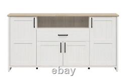 Large Sideboard Cabinet Shabby Chic Storage Cupboard White Pine Effect Loksa