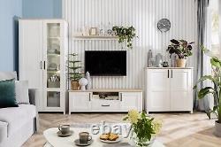 Large Sideboard Cabinet Shabby Chic Storage Cupboard White Pine Effect Loksa