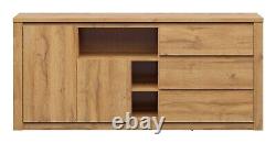 Large Sideboard Cabinet Storage Dresser Drawers Unit Oak Effect Scandi Walton