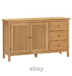 Large Sideboard, Oak Effect Wooden Storage Cabinet with Cupboard and 3 Drawers