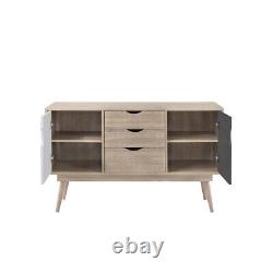 Large Sideboard Sonoma Oak 2 Colours Media Storage Unit 3 Drawers Cabinet Living