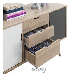 Large Sideboard Sonoma Oak 2 Colours Media Storage Unit 3 Drawers Cabinet Living