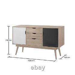 Large Sideboard Sonoma Oak 2 Colours Media Storage Unit 3 Drawers Cabinet Living