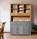 Large Sideboard Top, Wide Solid Oak Storage Cabinet Top with Shelves & 3 Drawers