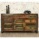 Large Sideboard with Drawers, Reclaimed Wood & Steel, Multicolour, Urban Chic