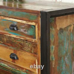 Large Sideboard with Drawers, Reclaimed Wood & Steel, Multicolour, Urban Chic