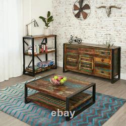 Large Sideboard with Drawers, Reclaimed Wood & Steel, Multicolour, Urban Chic